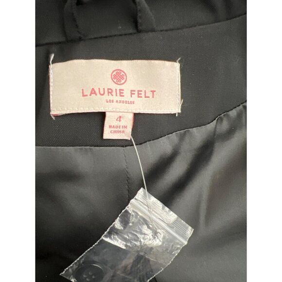 Laurie Flelt Women Black Cropped Back Pleated Blazer  Size 4 - Picture 14 of 16